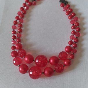 Unique Glitter Lucite,Multi Faceted,Double Strand,Vintage Necklace